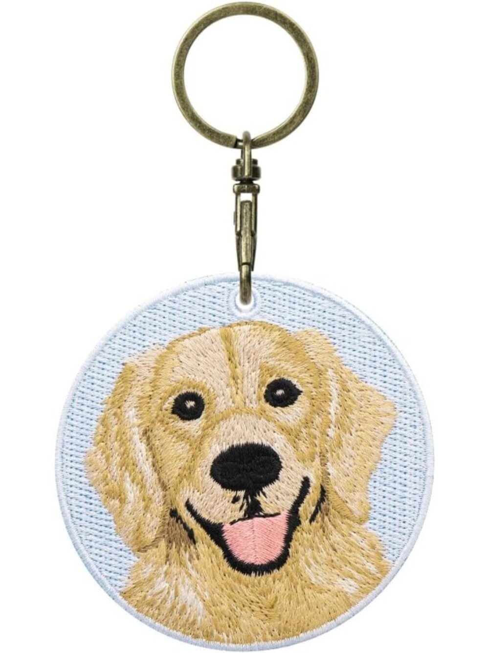 Handmade Double-Sided Dog Keychain - Golden Retriever & Husky Embroidery, Cute